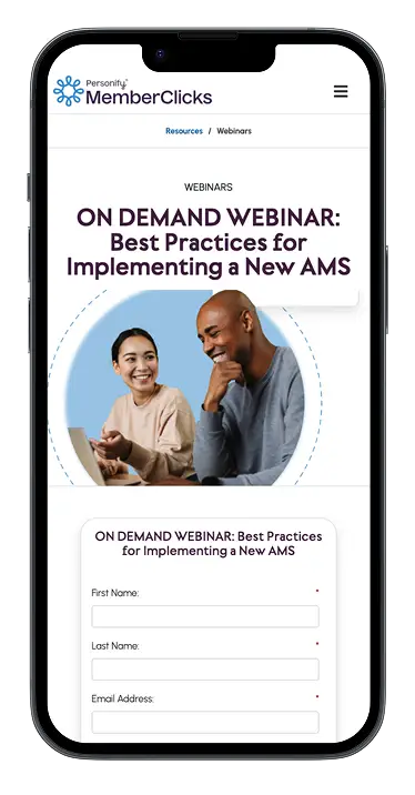 first screen of on-demand webinar: best practices for implementing a new AMS