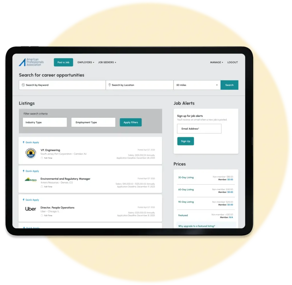 job board screen