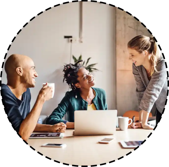 three colleagues meeting