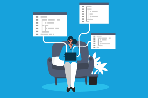 Illustration of a person on a laptop visualizing how to build a membership website.
