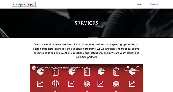 Classroom24-7 provides learning management software and additional services to support your organization’s educational program.